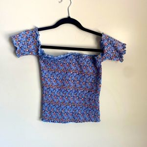 Rippled off the shoulder artsy top
